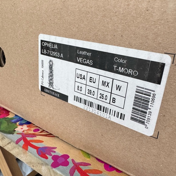 Like New, With Box Liberty Black Brown Fringe Trim Heeled Ophelia Cowboy Boots - Picture 15 of 17